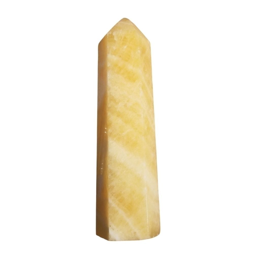 6 Inch Yellow Calcite Tower with Flash Giant